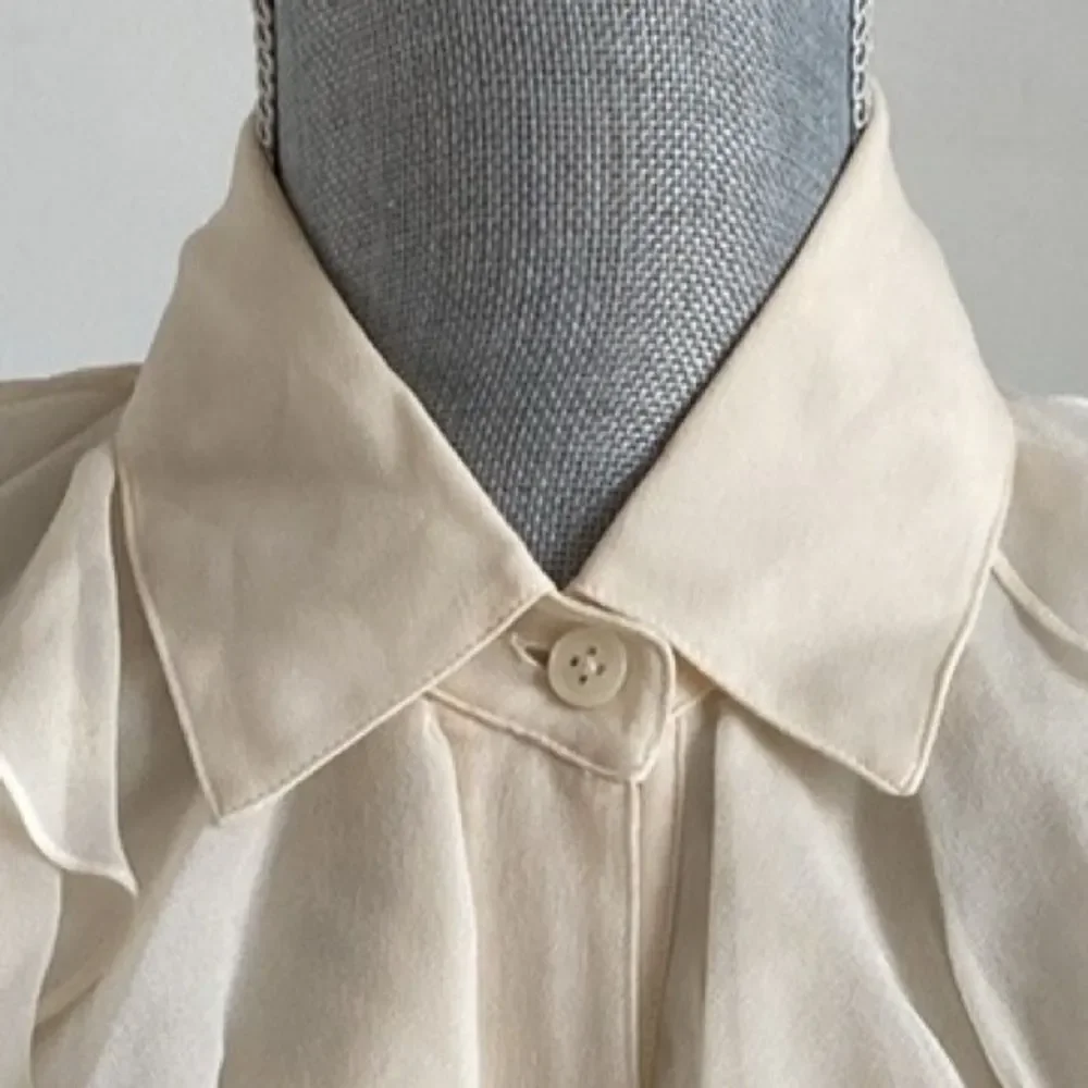 Classieques Nordstrom Silk Ruffled Long Sleeve Blouse sz XS Romantic Boho Chic - Picture 4 of 10